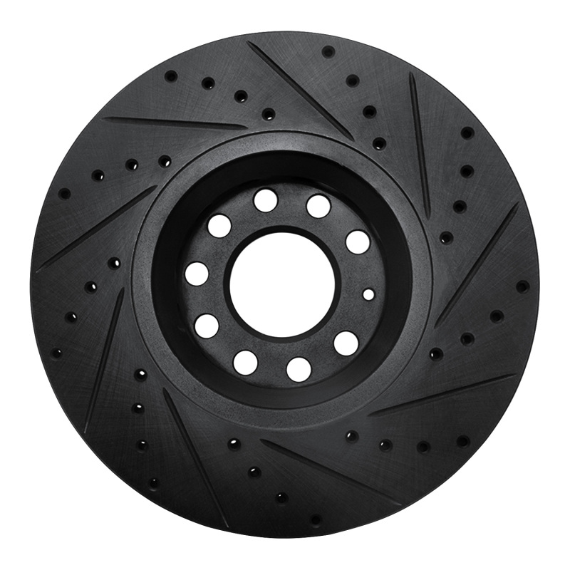 Audi A6 Brake Rotor (1) - Front Left - R1 Concepts - Drilled & Slotted - Black - `97-`06